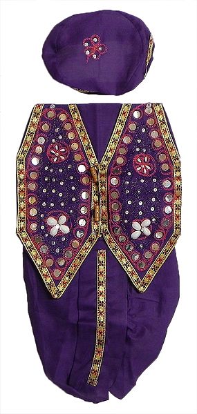 Ready to Wear Purple Dhoti, Cap and Jacket with Sequin and Bead Work