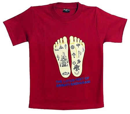 Printed Radha's Feet on Red T-Shirt