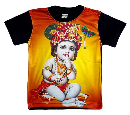 Printed Krishna on T-Shirt for Baby Boy