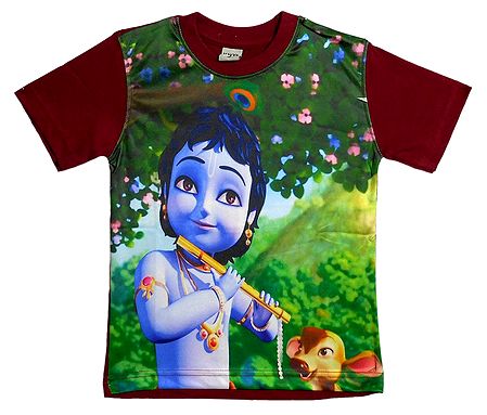 Printed Krishna on T-Shirt for Young Boy