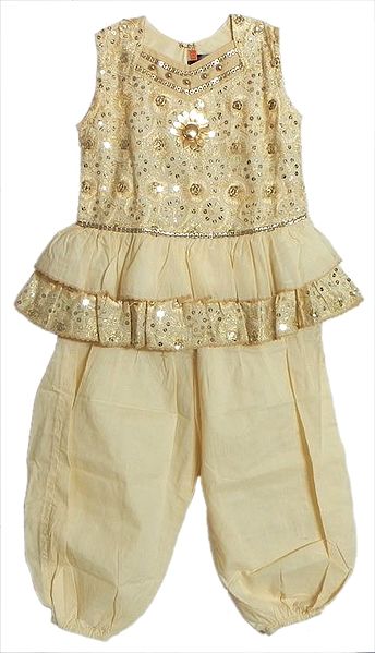 Embroidered Ivory Frock and Salwar