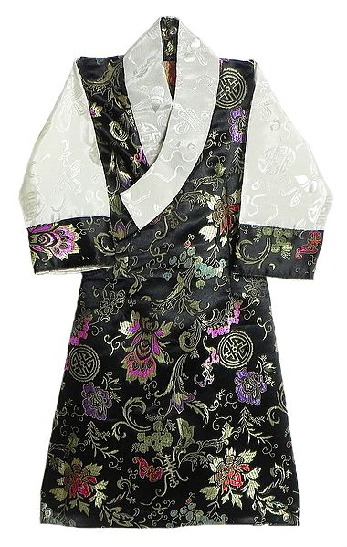 Black Brocade Silk Sikkimese Dress