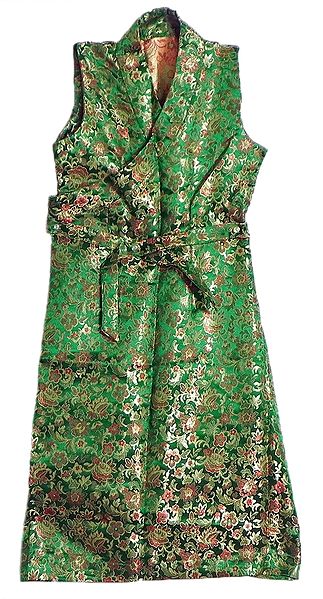 Green Brocade Silk Sikkimese Dress