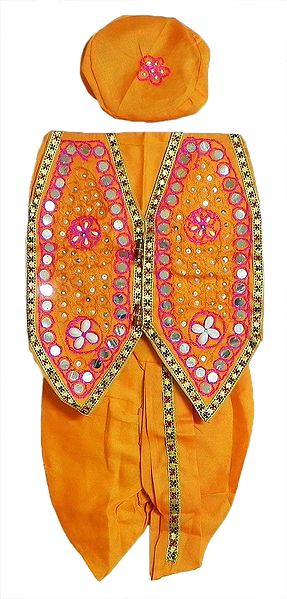 Ready to Wear Yellow Dhoti, Cap and Jacket with Sequin and Bead Work
