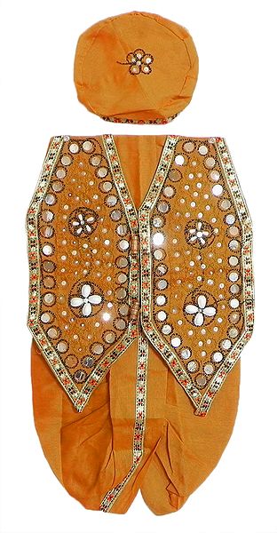 Ready to Wear Yellow Dhoti, Cap and Jacket with Sequin and Bead Work