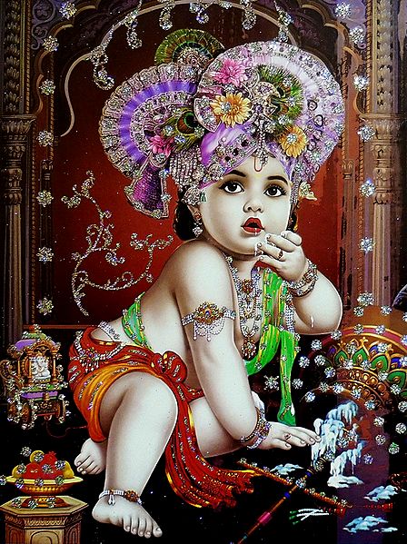 Makhan Chor Krishna - Glitter Poster