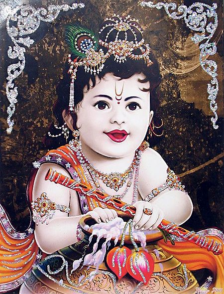 Baby Krishna - ( Poster with Glitter )