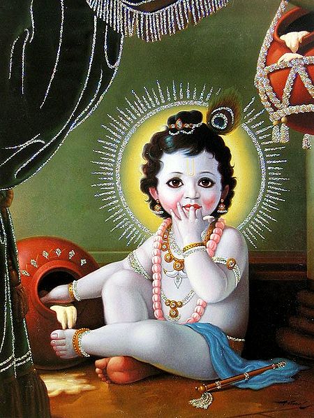 Baby Krishna - (Poster with Glitter)