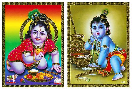 Makhan Chor Krishna - Set of 2 Posters