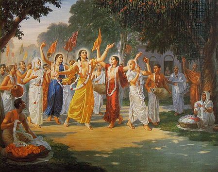 Chaitanya Mahaprabhu and His Disciples Singing Praises of Lord Krishna