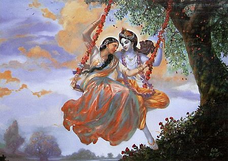 The Divine Lover radha and Krishna on a Swing