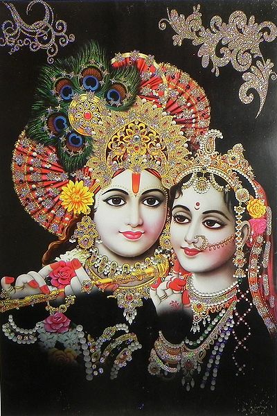 Radha Krishna - (Poster with Glitter)