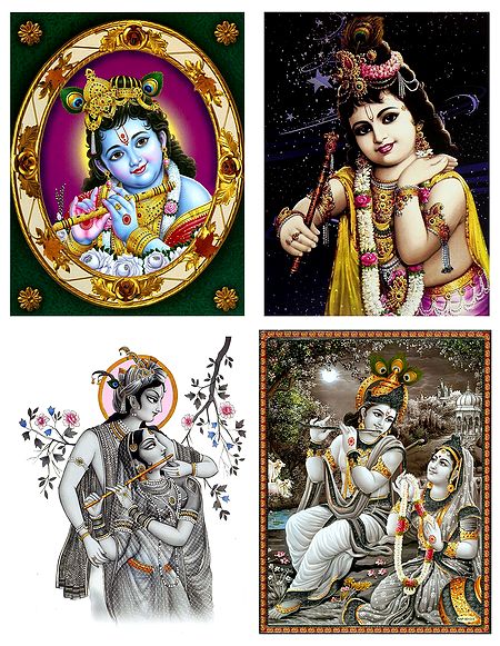 Krishna and Radha Krishna - Set of 4 Posters