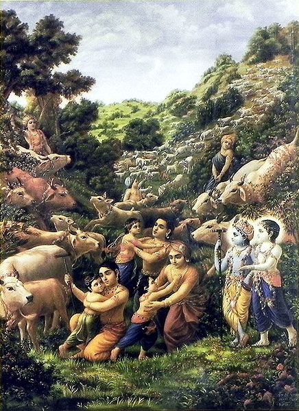 Krishna, Balaram and their Cowherd Friends at Vrindavan