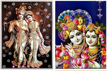 Radha Krishna - Set of 2 Glitter Posters