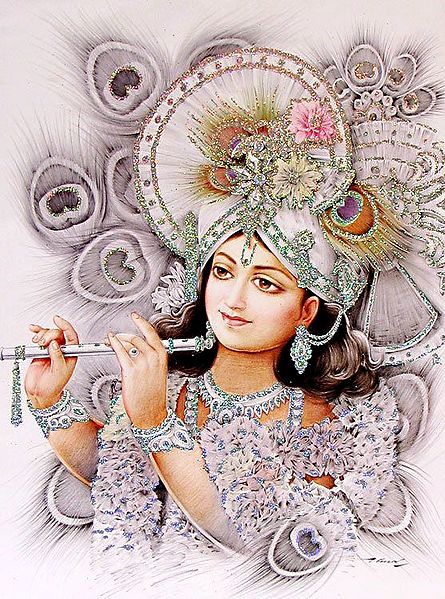 Lord Krishna - (Poster with Glitter)