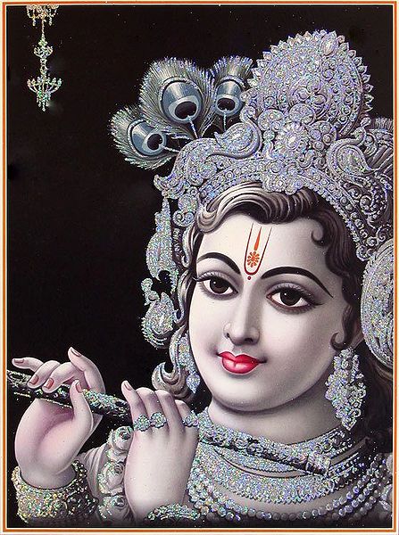 Lord Krishna - ( Poster with Glitter )