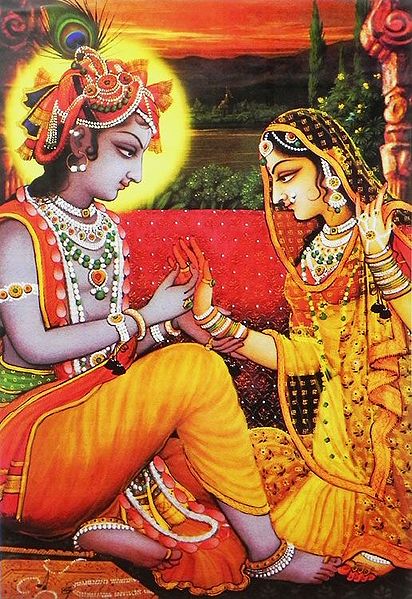 Krishna Slips A Ring onto Radha's Finger
