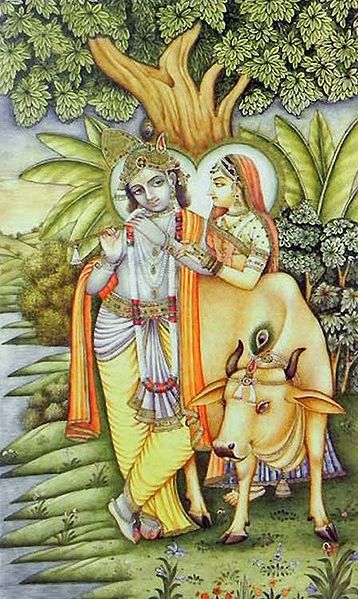 Radha Krishna with Cow