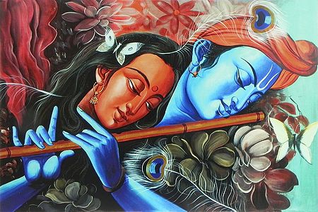 Radha Mesmerised by the Sound of Krishna's Flute