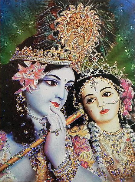 Radha Krishna - The Divine Lovers - Glitter Poster
