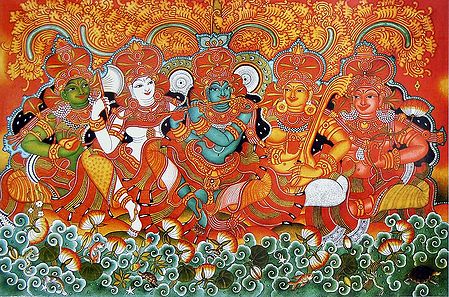 Krishna Charms Radha and Gopinis