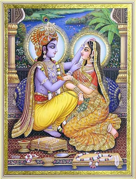 Radha Krishna Admiring  Each Other