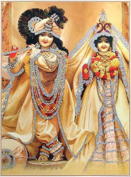 Radha Krishna - The Divine Lover (Poster with Glitter)