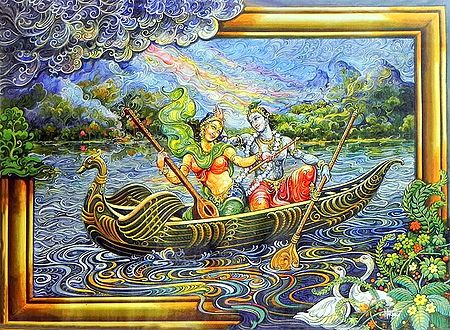 Radha Krishna Enjoying Boat Ride