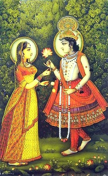 Krishna Offering Flower to Radha
