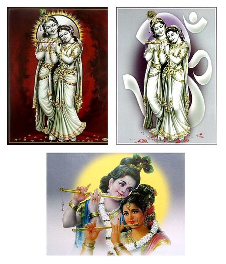 Set of 3 Radha Krishna Posters
