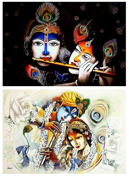 Radha Krishna - The Divine Lovers - Set of 2 Posters