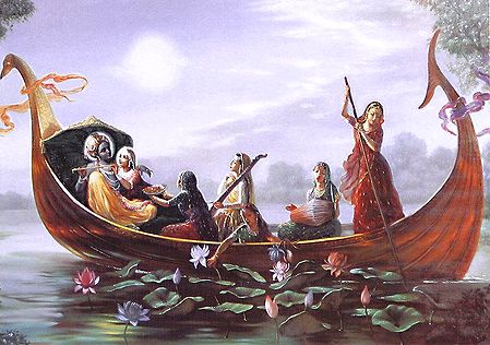 Radha Krishna Riding on a Boat