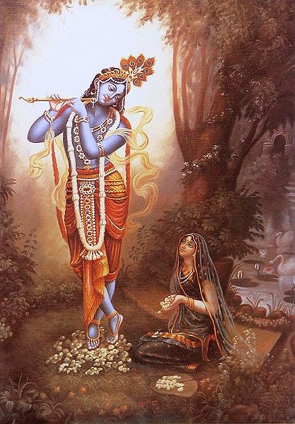 Radha Worships Krishna