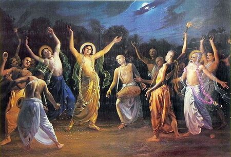 Lord Chaitanya's Sankirtan in Moon Light