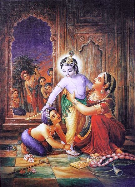 Yashoda and  Balaram Decorates Krishna
