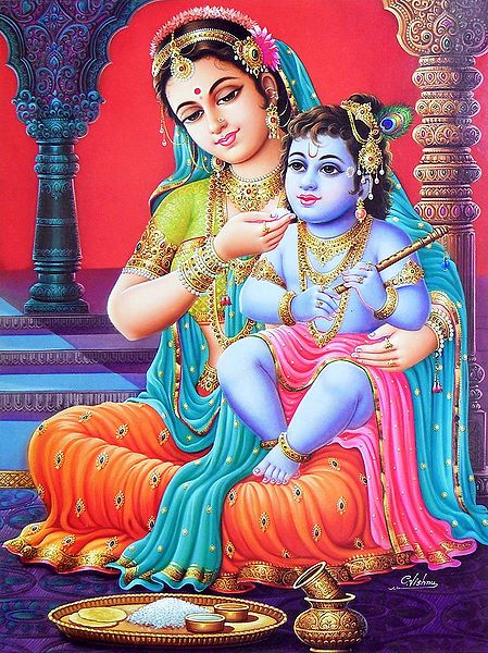 Mother Yashoda Feeding Krishna
