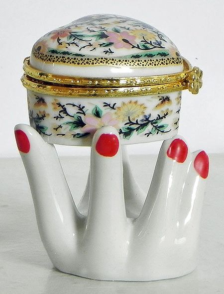 Hand Held Ceramic Kumkum Container