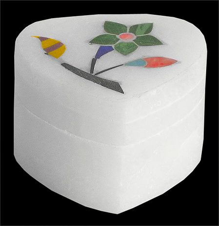 Marble Kumkum Container with Inlay Work