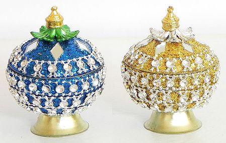 Set of Two Decorative Kumkum Conatainers