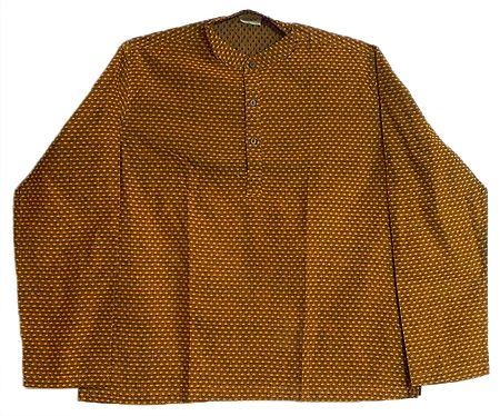 Dark Brown Kurta with Yellow Thread Weaved Design