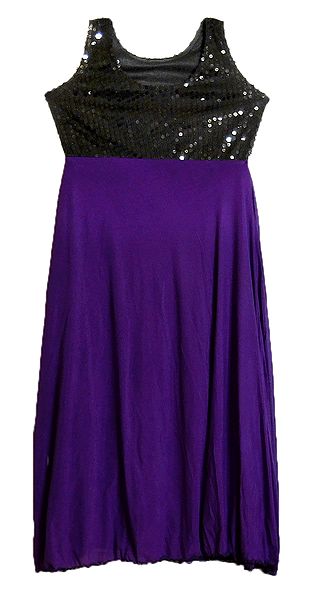 Purple Lycra with Black Sequin Work Gown