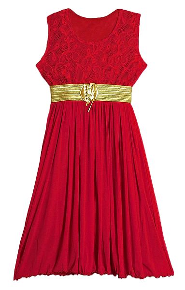 Red Lycra with Red Laced Gown