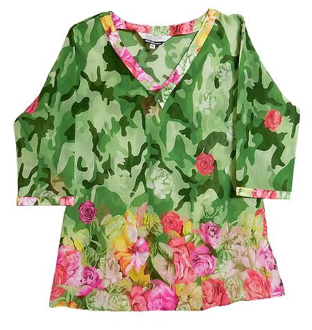 Floral Print Synthetic Designer Top