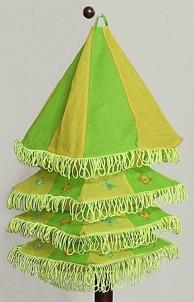 Appliqued and Mirrorwork Foldable Hanging Square Lamp Shade