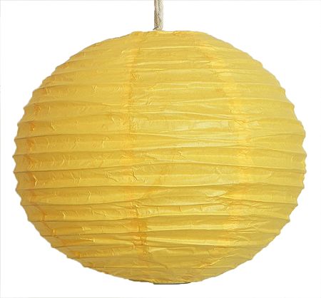Foldable Hanging Round Yellow Paper Lamp Shade