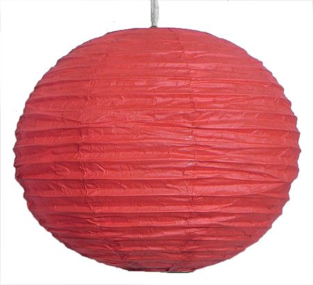Foldable Hanging Round Red Paper Lamp Shade