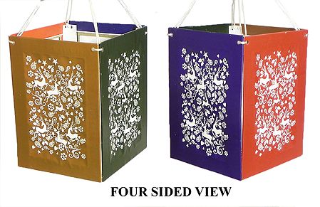 Hanging Foldable Paper Lamp Shade with Deer Print
