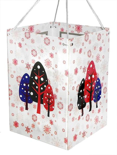 Hanging Foldable Paper Lamp Shade with Tree Print