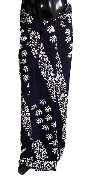 Batik Print on Dark Blue Cotton Lungi